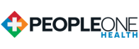 Logo of PeopleOne Health featuring a colorful cross with a heart at the center, adjacent to the bold text 'PEOPLEONE HEALTH'.